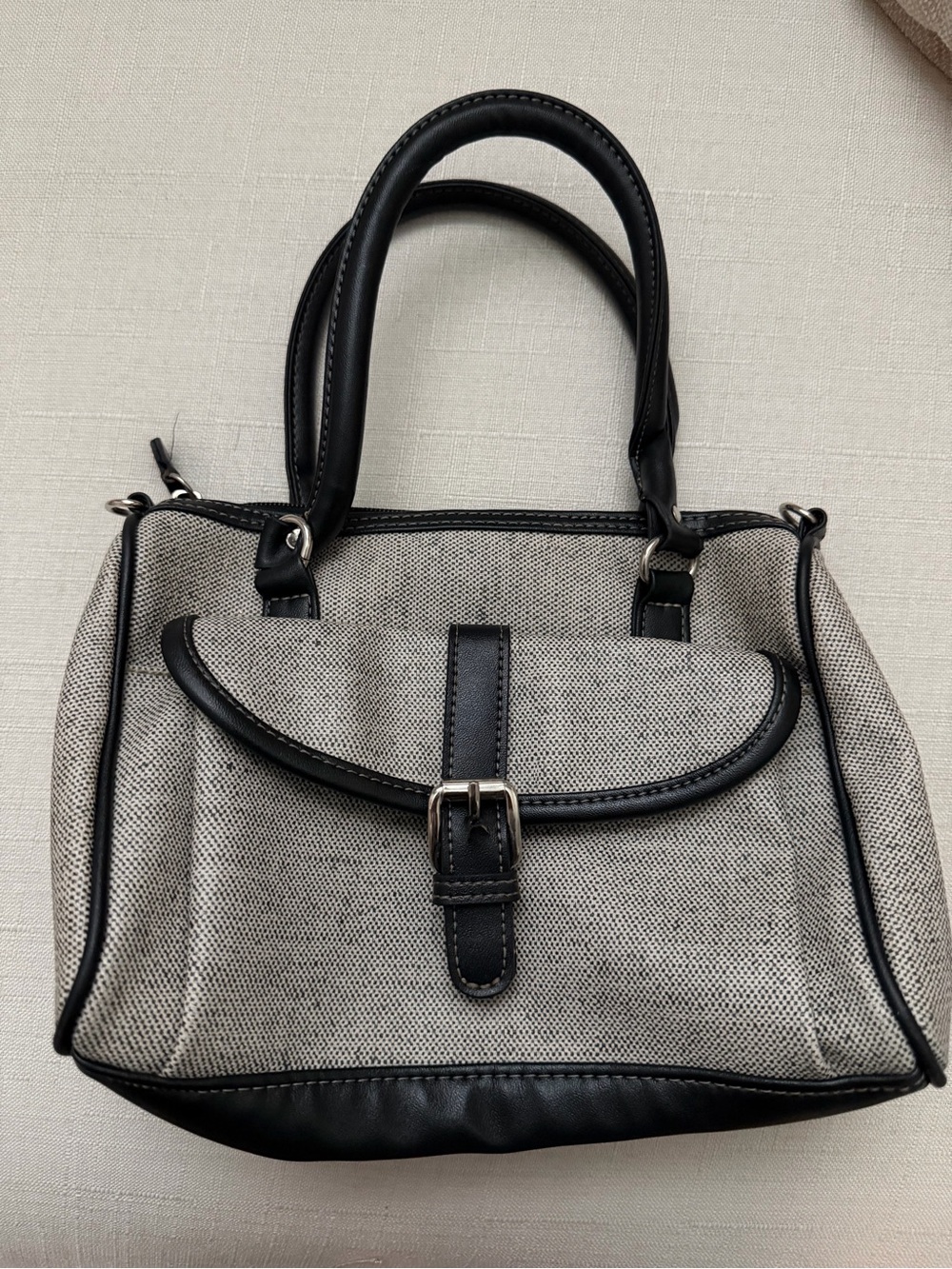 Women's Black and Cream Satchel Handbag